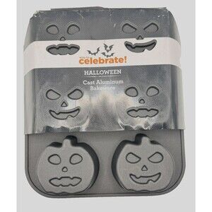 Halloween Jack O Lantern Mini Cake Pan Cast Aluminum Pumpkin Baking Mold NEW